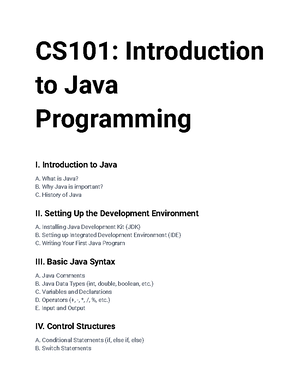CS101 Introduction to Java Programming