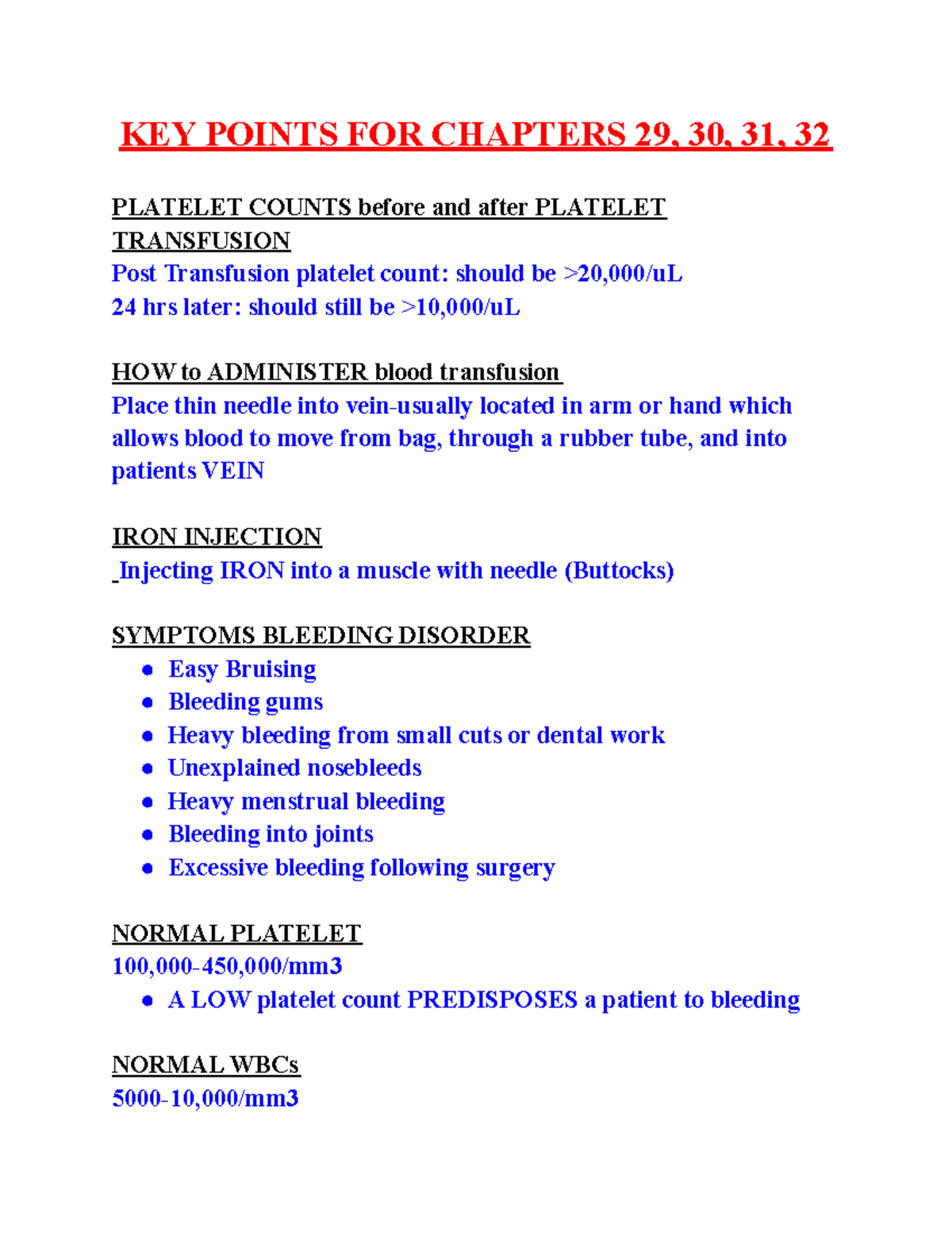 Medsurgstudyguide - Study guide - KEY POINTS FOR CHAPTERS 29, 30, 31 ...