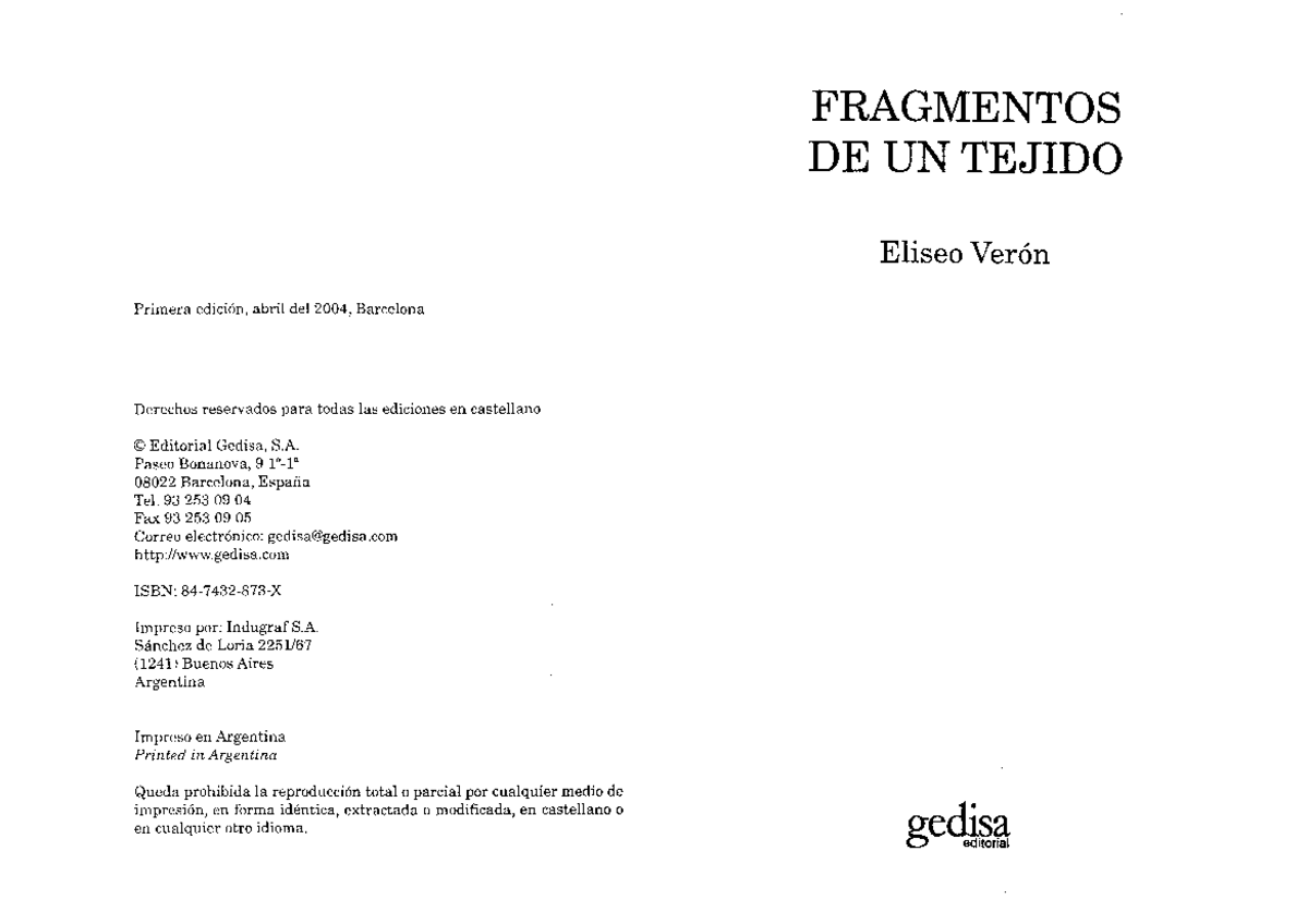 4 Verón - Discurso Publicitario Fragmentos de un tejido - Semiótica (CS