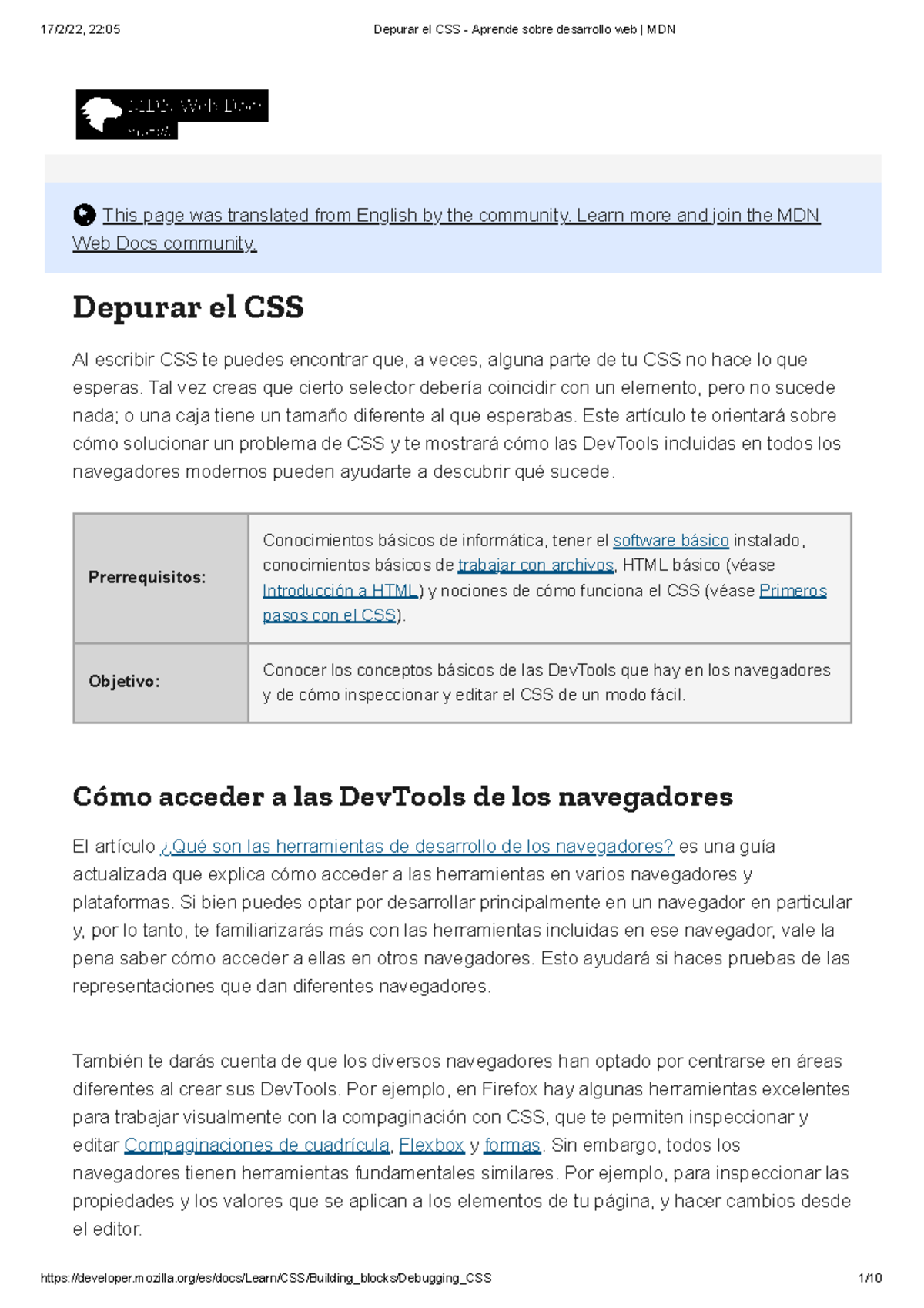 Depurar El CSS - Aprende Sobre Desarrollo Web MDN - This Page Was ...