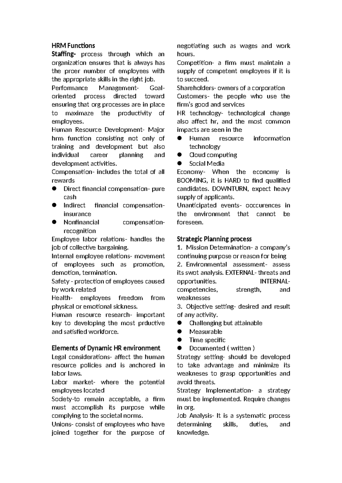 HRM Functions - HRM Functions Staffing- process through which an ...