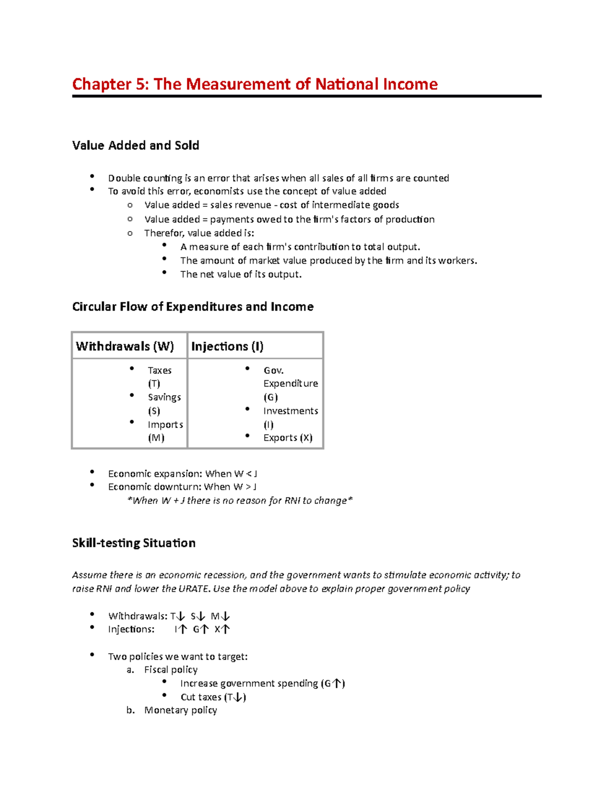 Chapter 5 - The Measurement of National Income - The amount of market ...