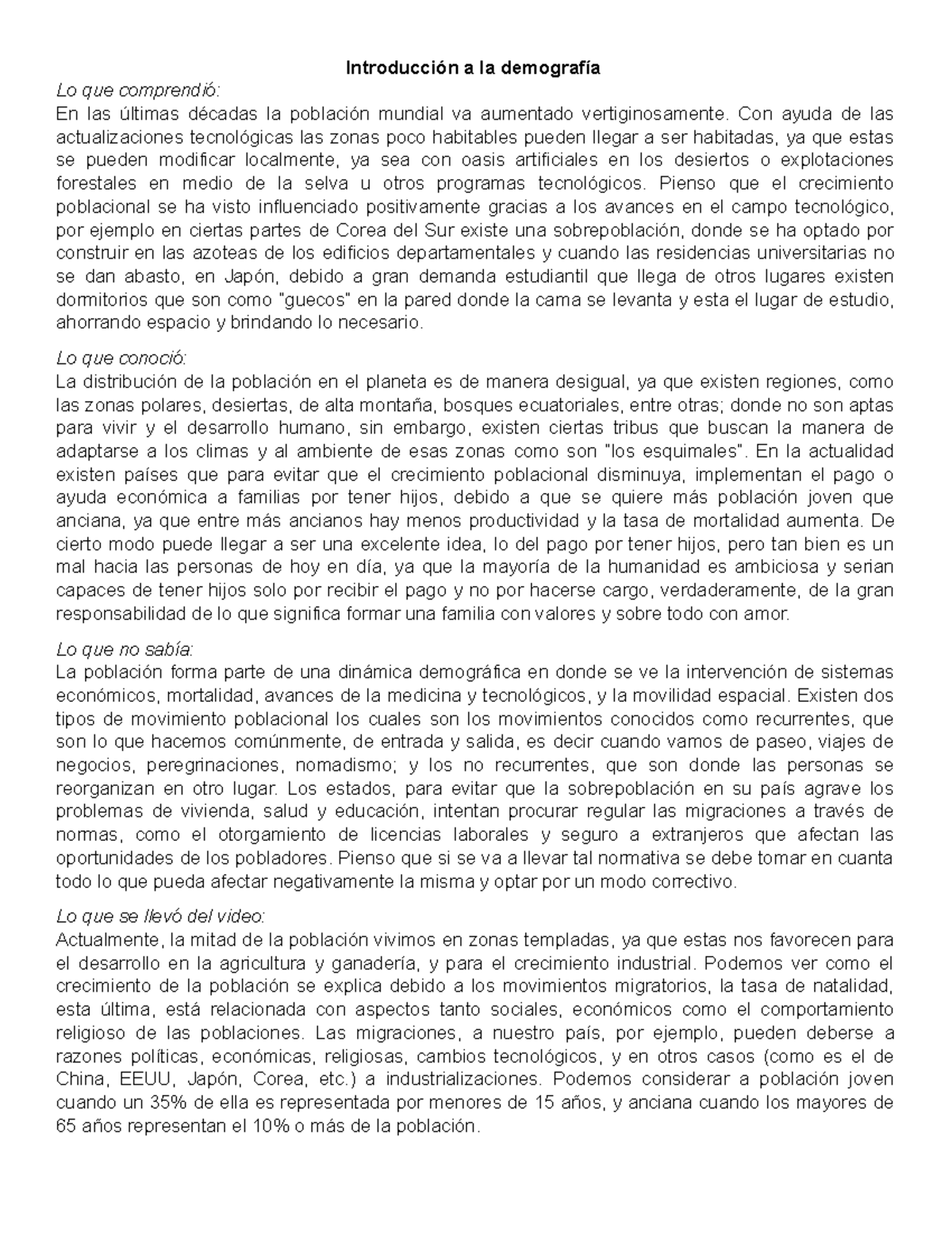 Analisis 2. Introducción a la demografía Introducción a la demografía