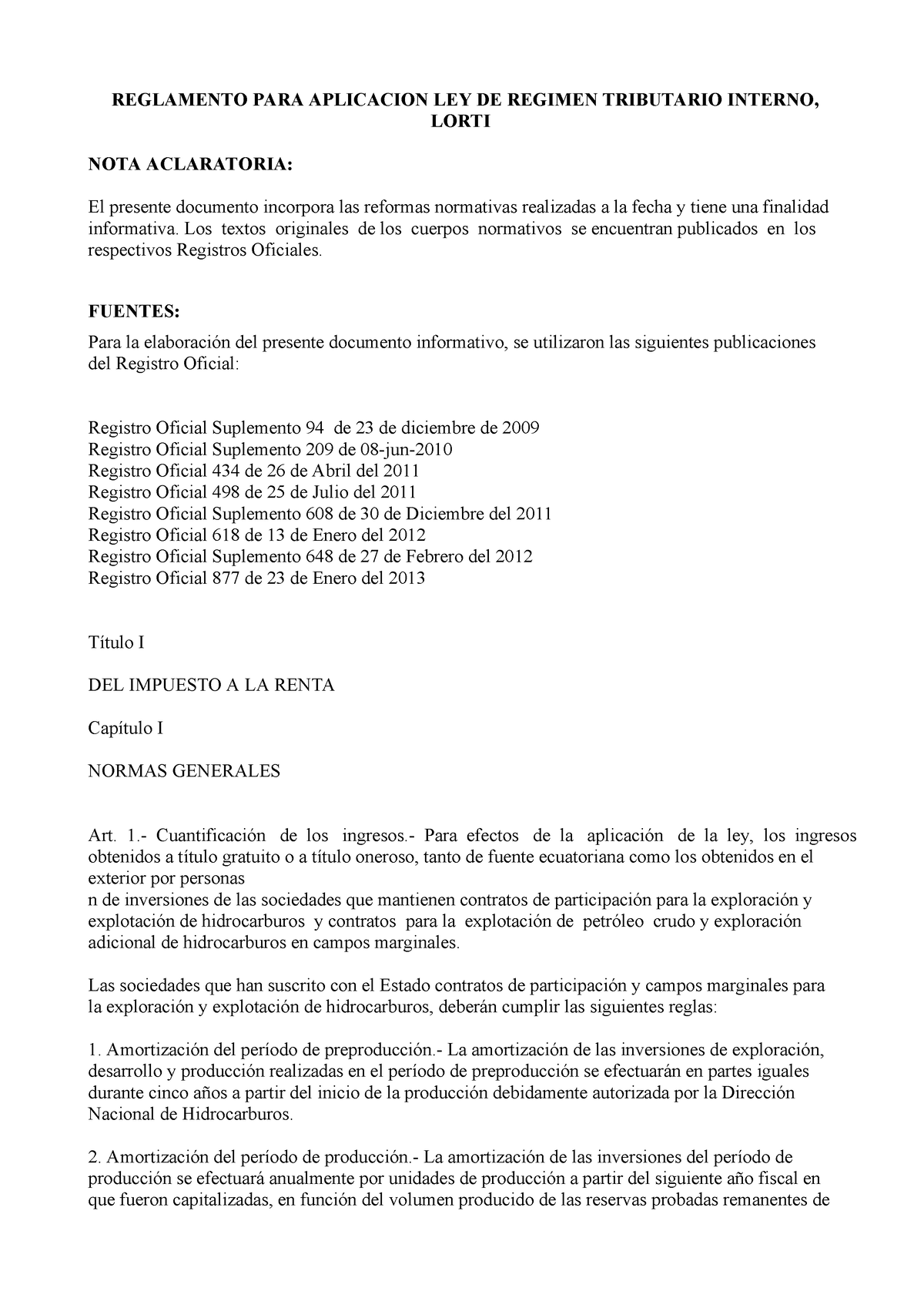 Reglamento Para La Aplicaci N De La Ley De R Gimen Tributario Interno ...