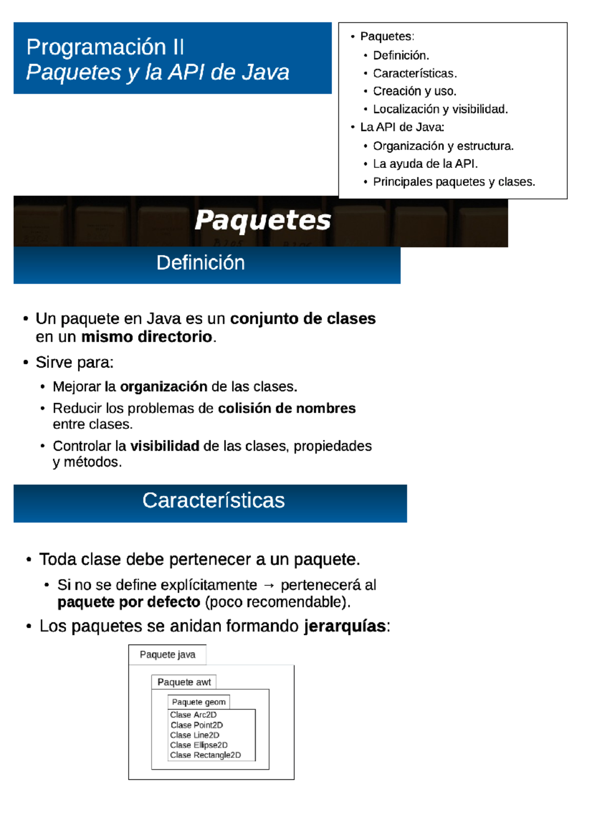 Paquetes Y LA API DE JAVA - Programación - Studocu