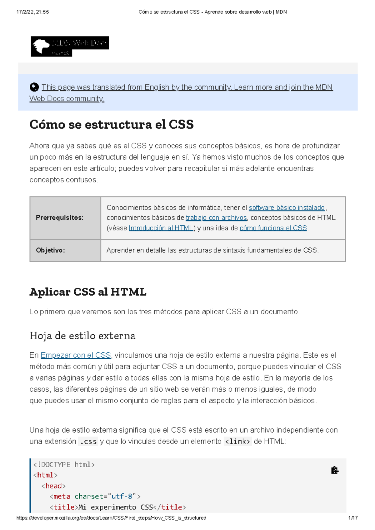 Cómo Se Estructura El CSS - Aprende Sobre Desarrollo Web MDN - This ...