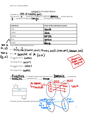 Math Notes 2 - MATH 1314: COLLEGE ALGEBRA Find𝗅(2 1) Find𝗅(2 𝗆) Find𝗅(𝗆 ...