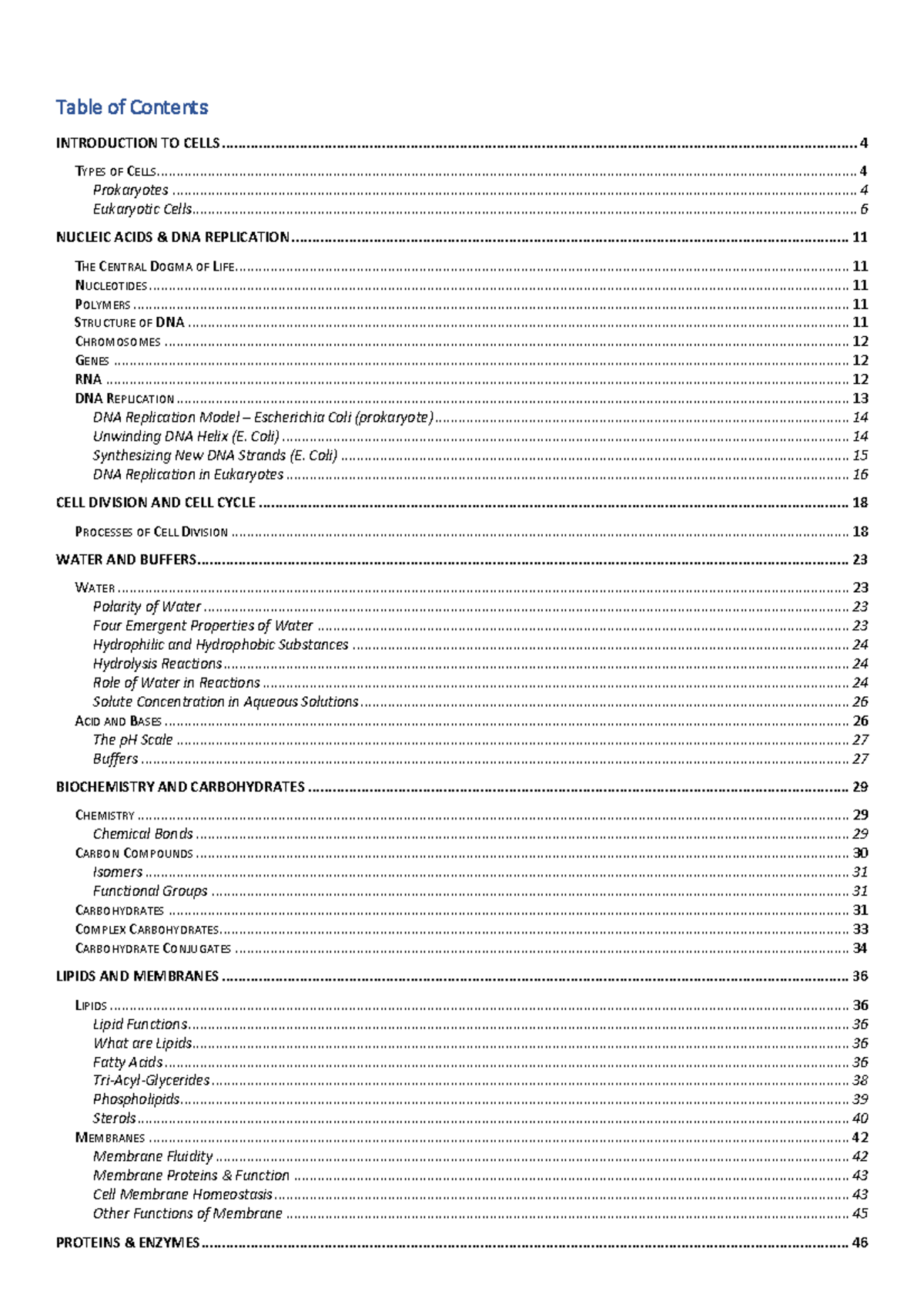 cell-biology-and-genetics-notes-bought-table-of-contents-introduction