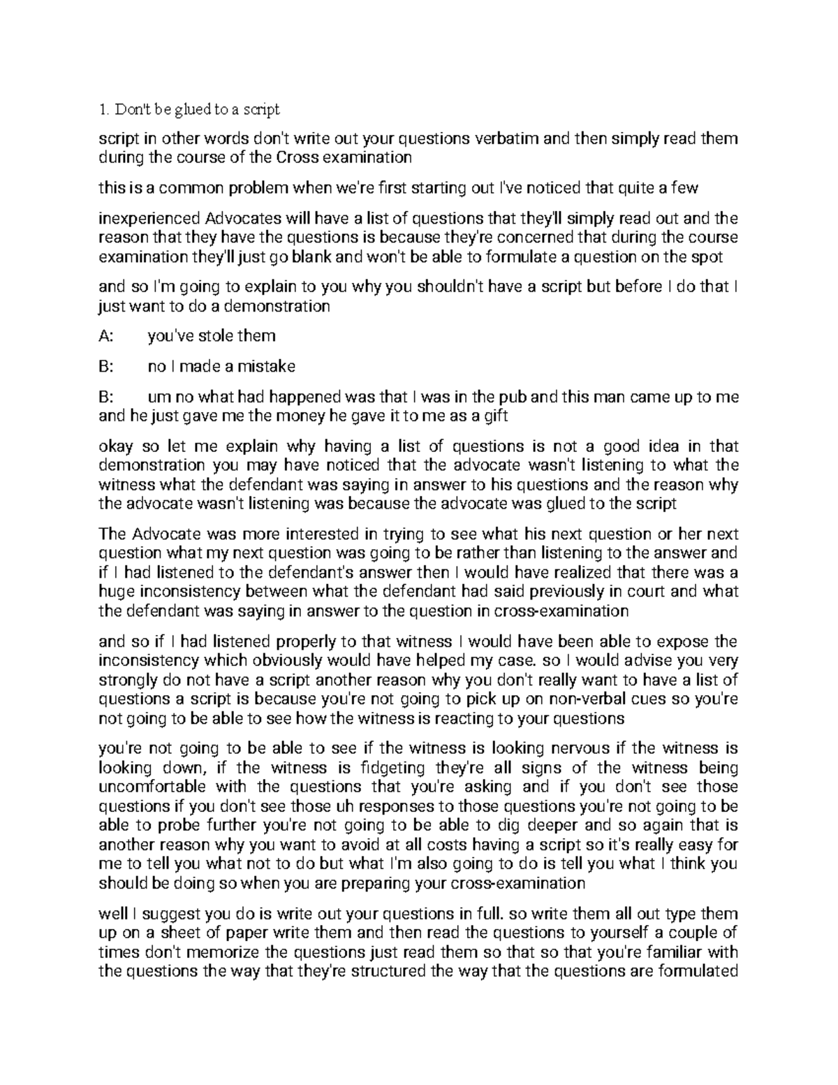 7-tips-tpconducting cross exam - Don't be glued to a script script in ...