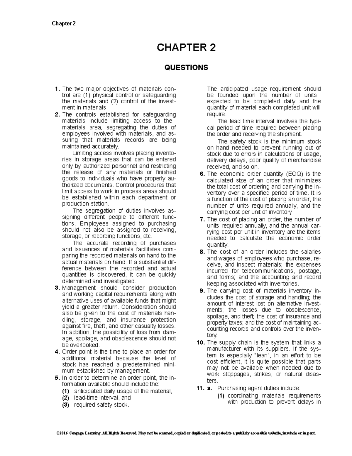 9781305254619 ch02 ptg01 - CHAPTER 2 QUESTIONS The two major objectives ...