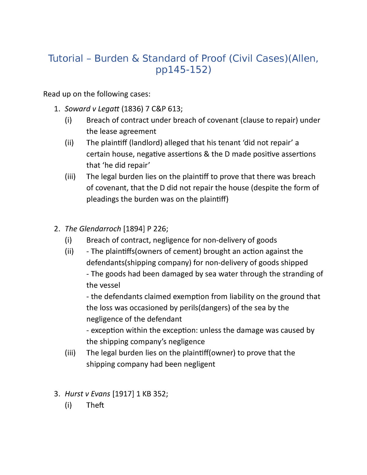 02-Tutorial - Burden Standard Of Proof (Civil Cases) - Tutorial ...