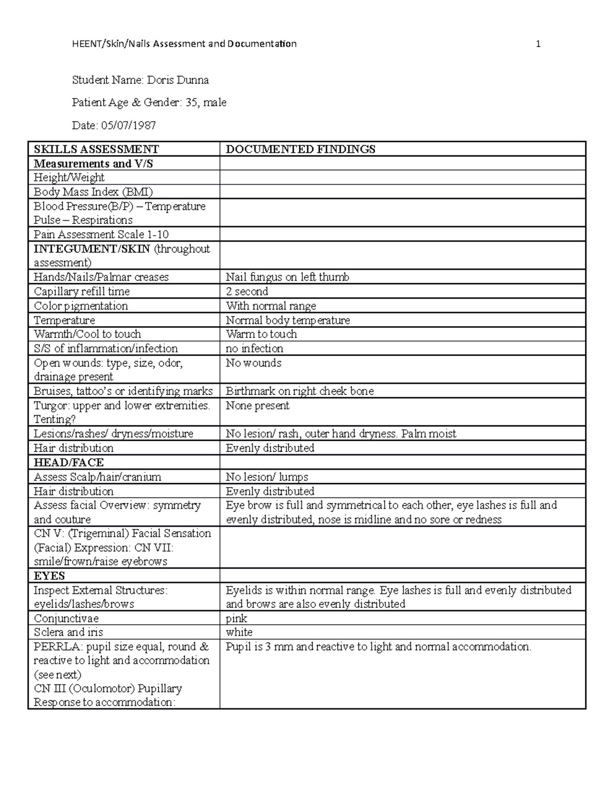 Heent Exam Template