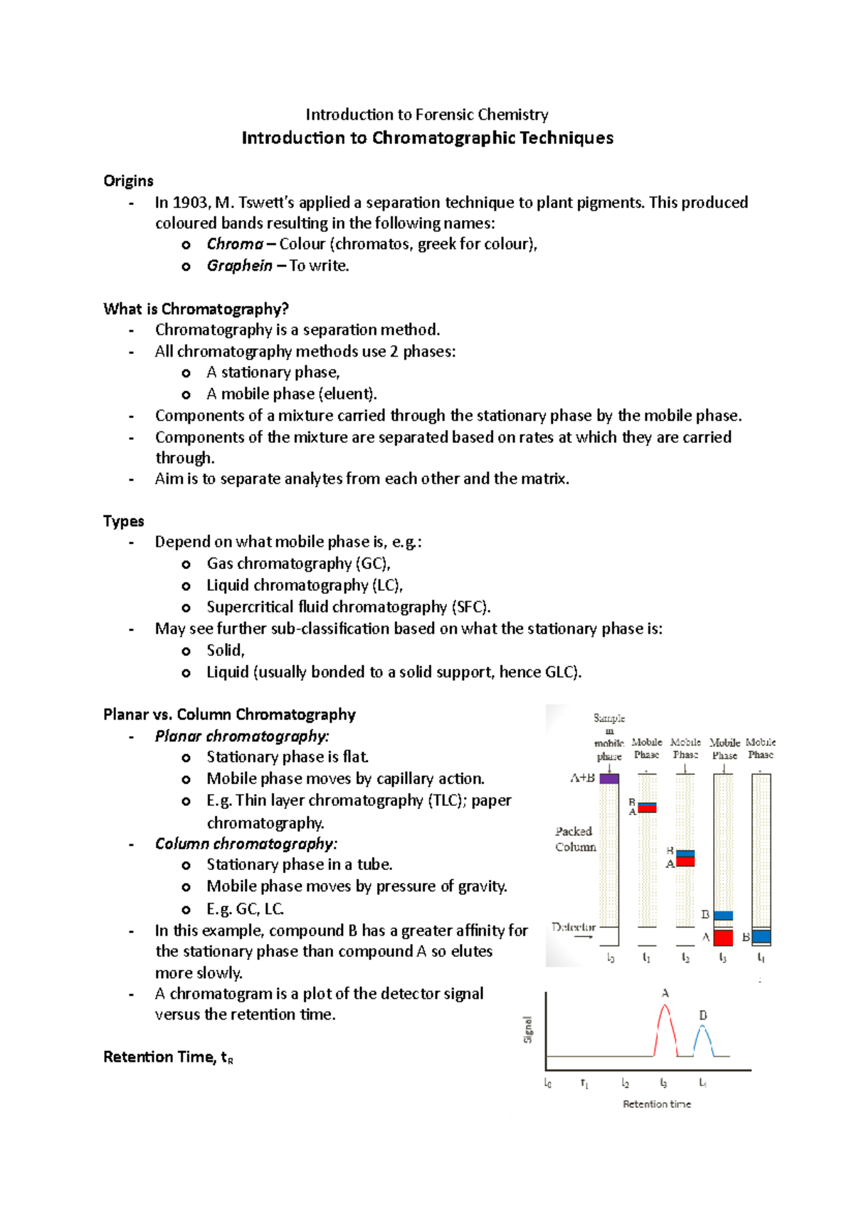 Introduction to Chromatography Introduction to Forensic Chemistry