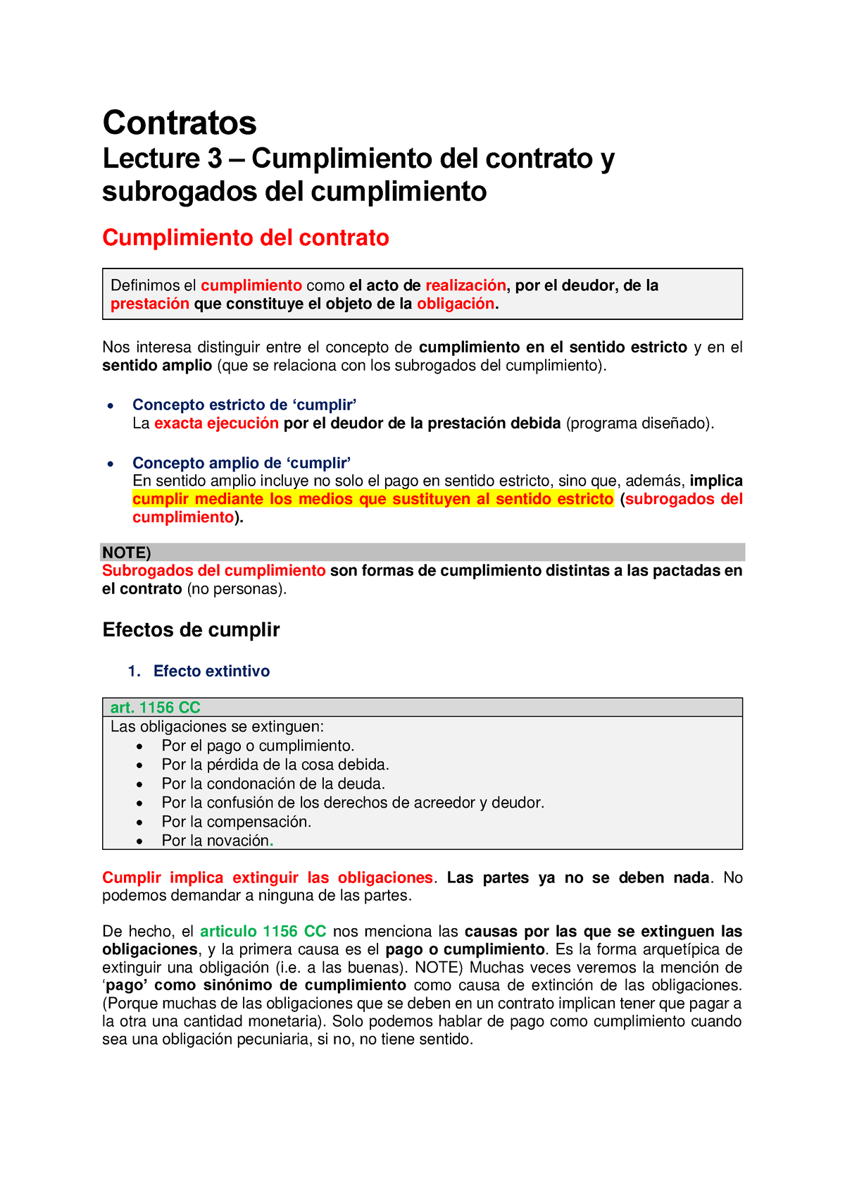 Tema Cumplimiento Del Contrato Y Subrogados Del Cumplimiento