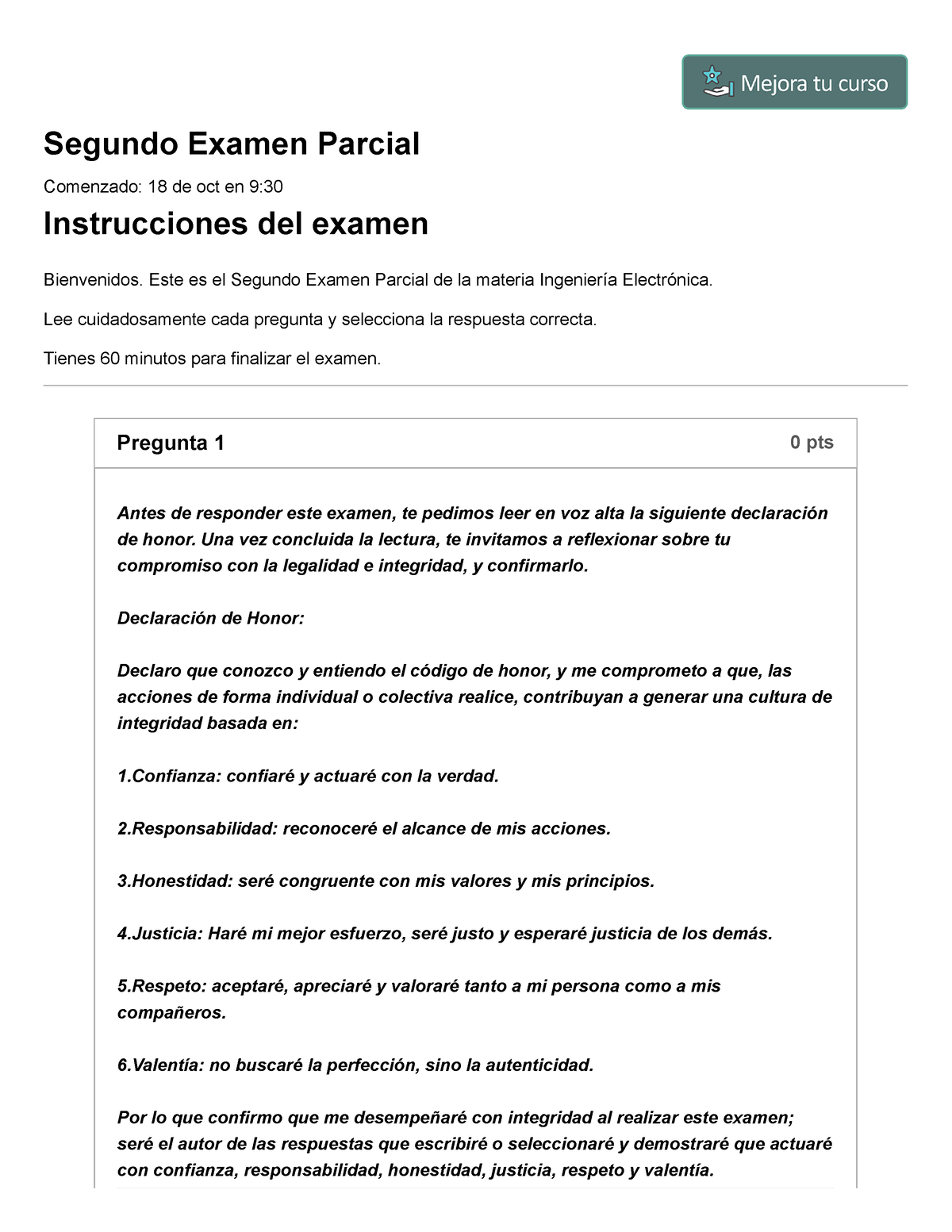 Examen Segundo Examen Parcial - Segundo Examen Parcial Comenzado: 18 De ...