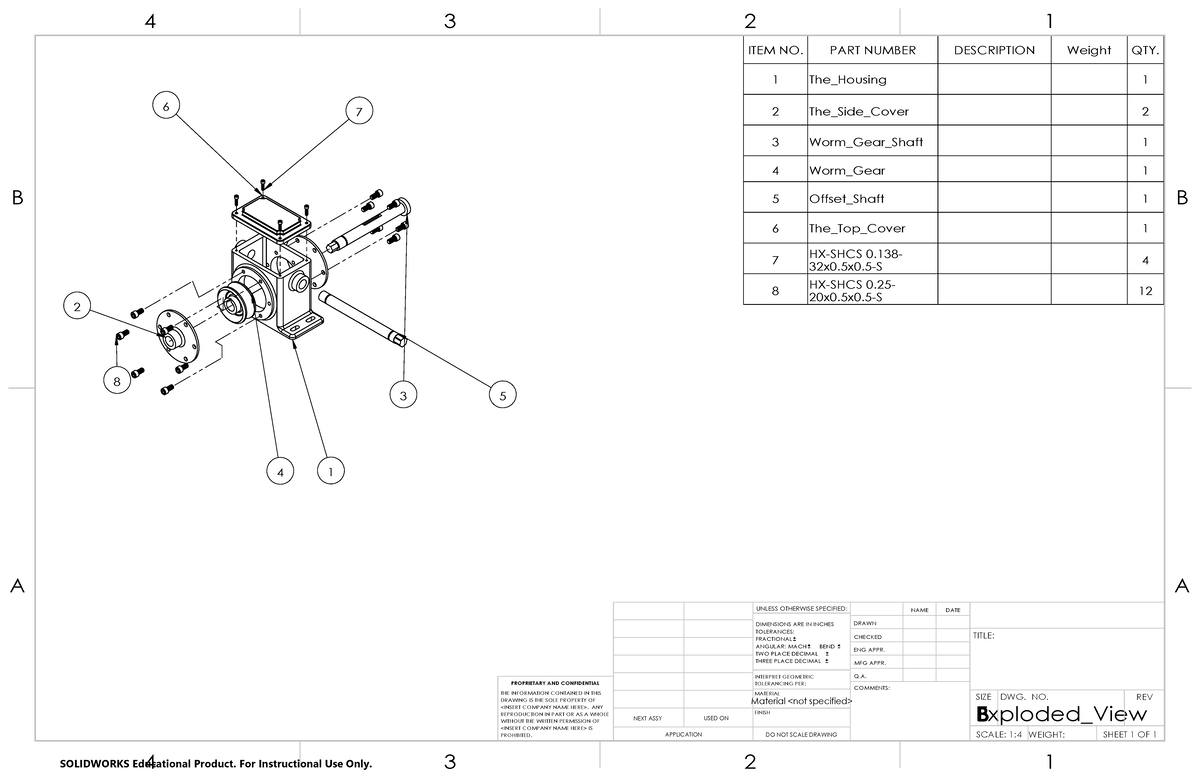 Design Table Drawing - Engineering Exam - 6 7 3 5 1 2 8 4 ITEM NO. PART ...