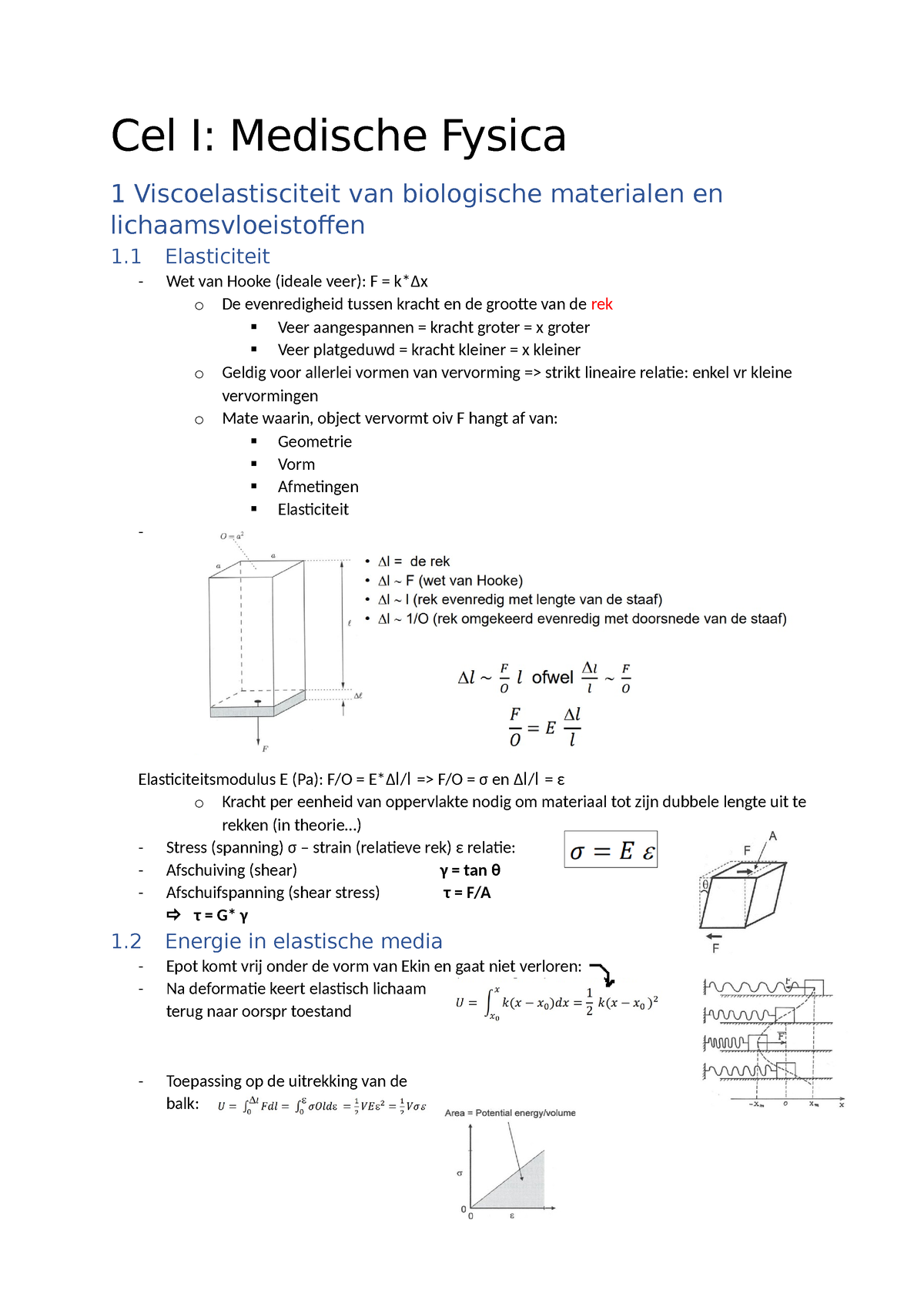 Samenvatting Medische Fysica Hst 1 2 Cel I Medische Fysica 1