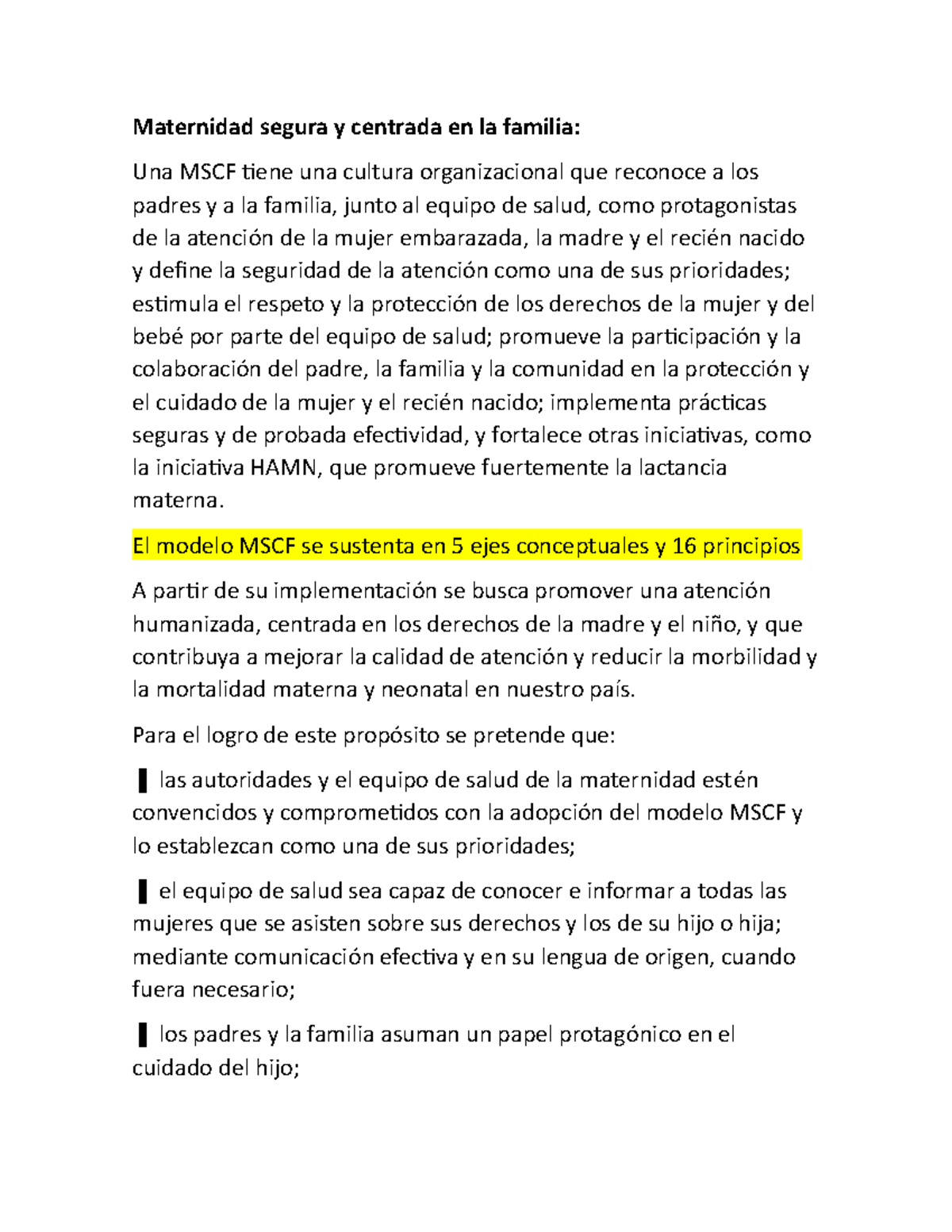 Maternidad segura y centrada en la familia - El modelo MSCF se sustenta ...