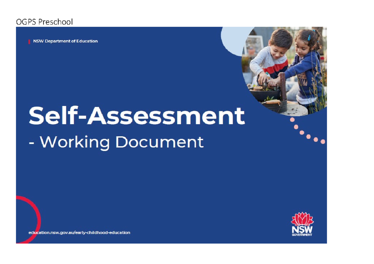 Self-Assessment - Working Document - 2021 - OGPS Preschool Self ...