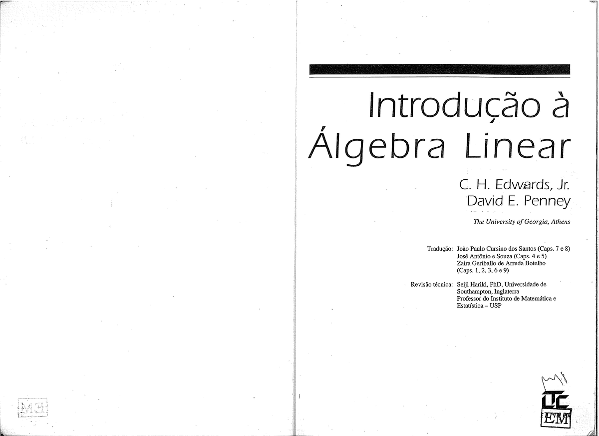 Pdfcoffee - Livro álgebra linear com respostas - Matemática - Studocu