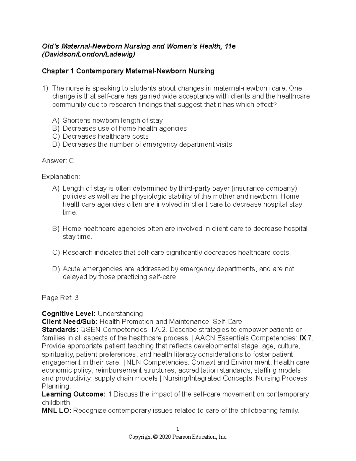 0135206995 ch01 tb test bank maternity nursing Old’s Maternal