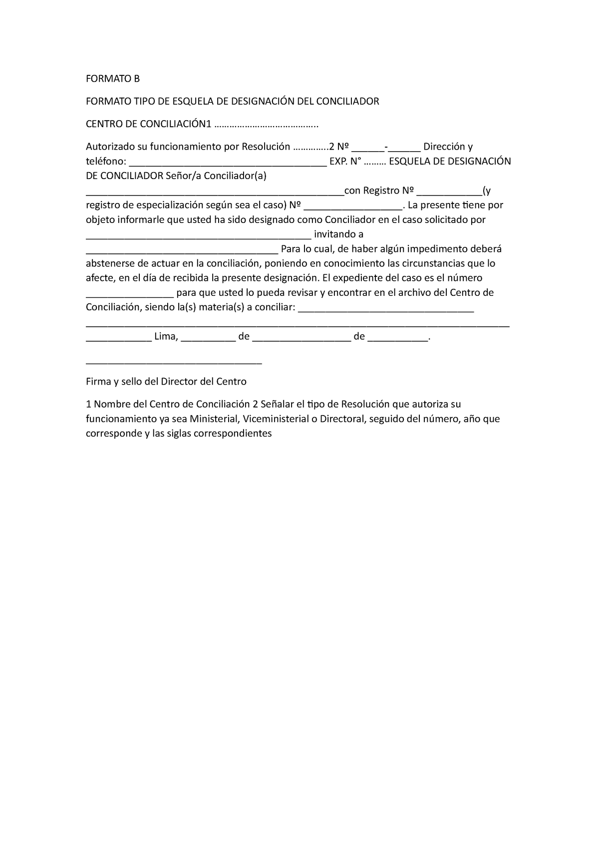 Formato B - FORMATO B FORMATO TIPO DE ESQUELA DE DESIGNACIÓN DEL ...