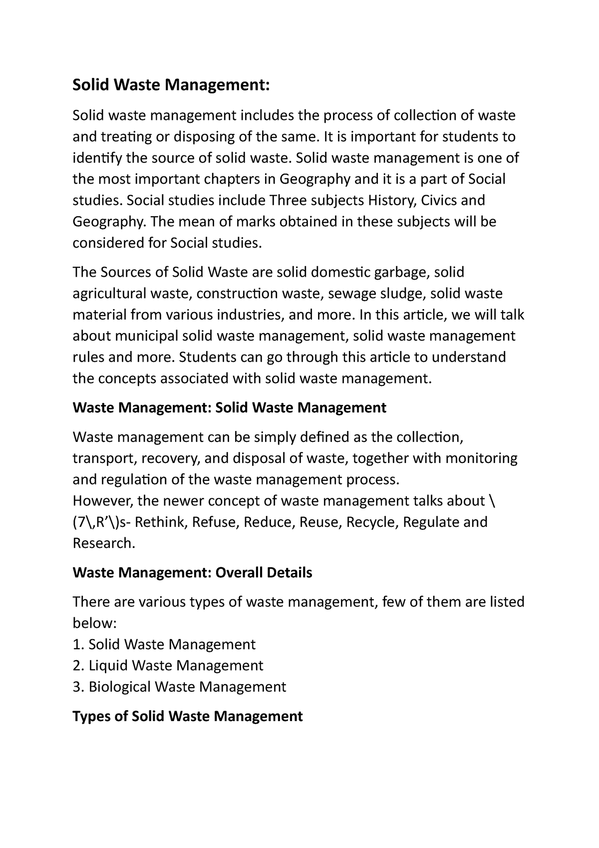 effectiveness of solid waste management thesis