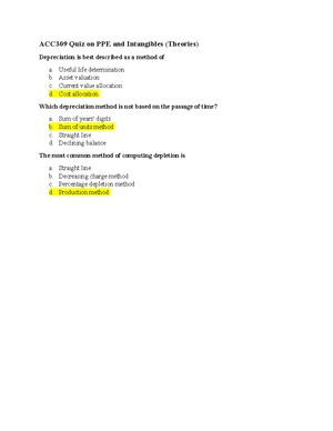 ACC309 Quiz On PPE And Intangibles 2 - Neither Change In Accounting ...