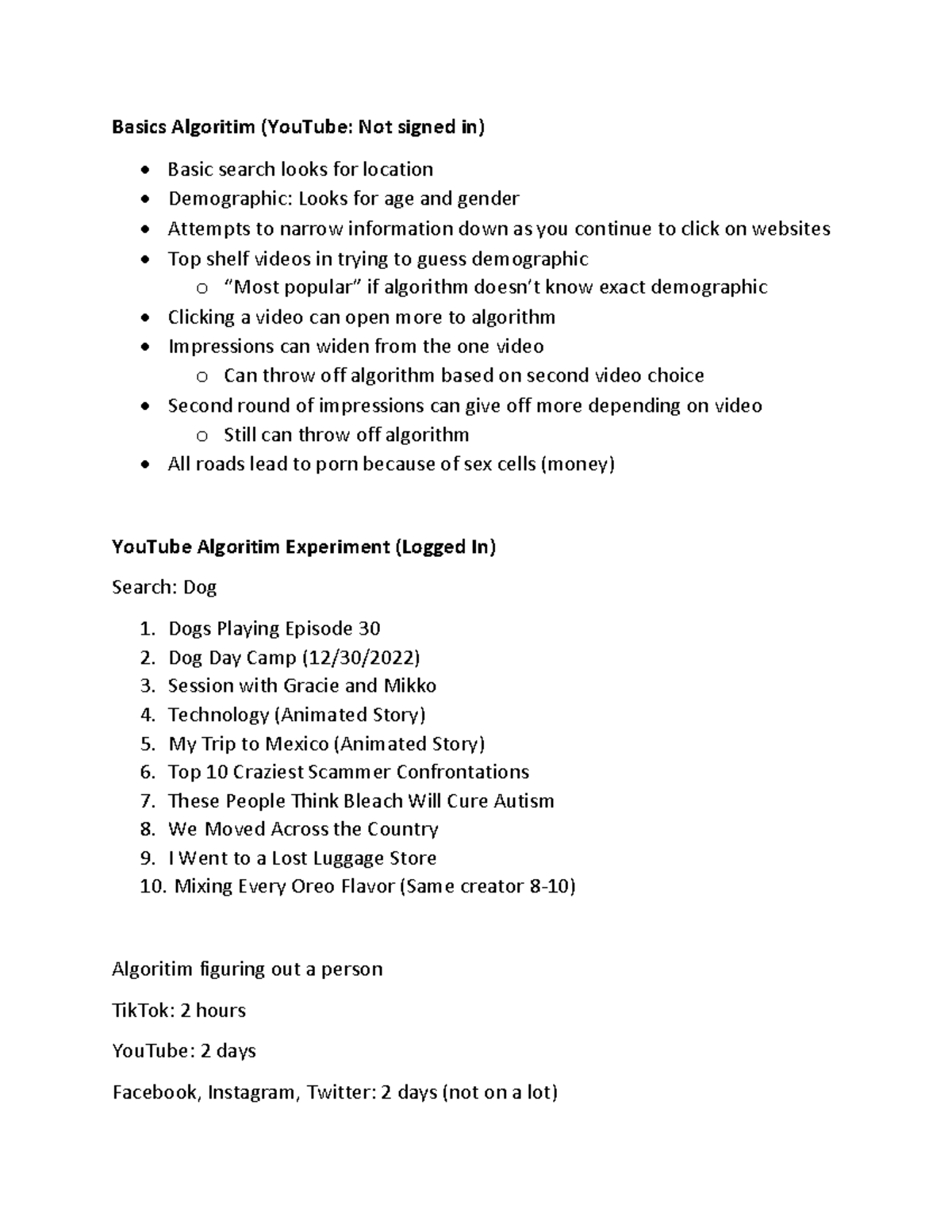 Social media Algorithm - Basics Algoritim (YouTube: Not signed in ...