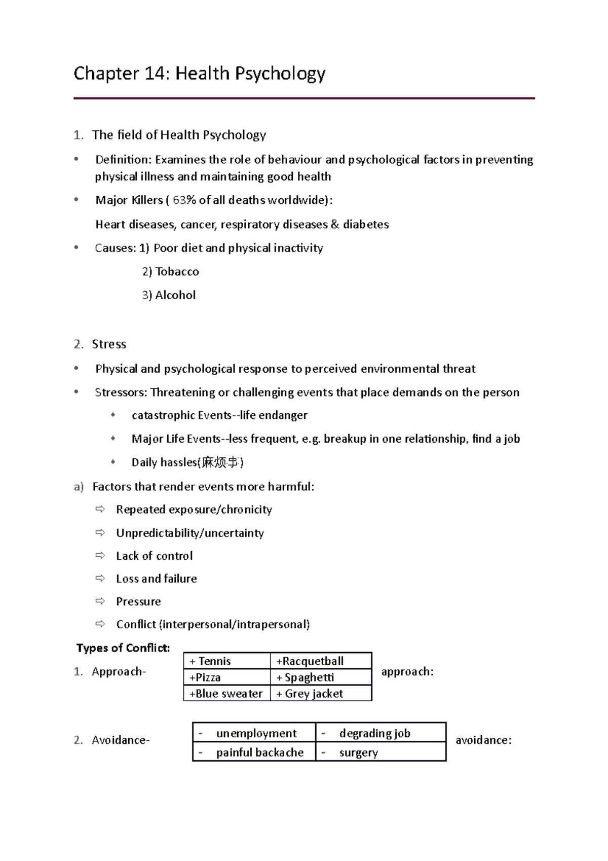 Chapter 14 - Lecture notes lecture14 - Chapter 14: Health Psychology 1 ...