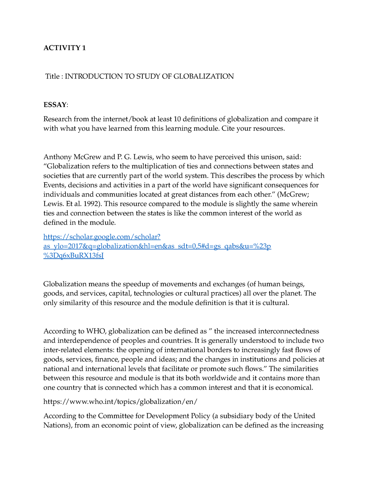 introduction for globalization essay