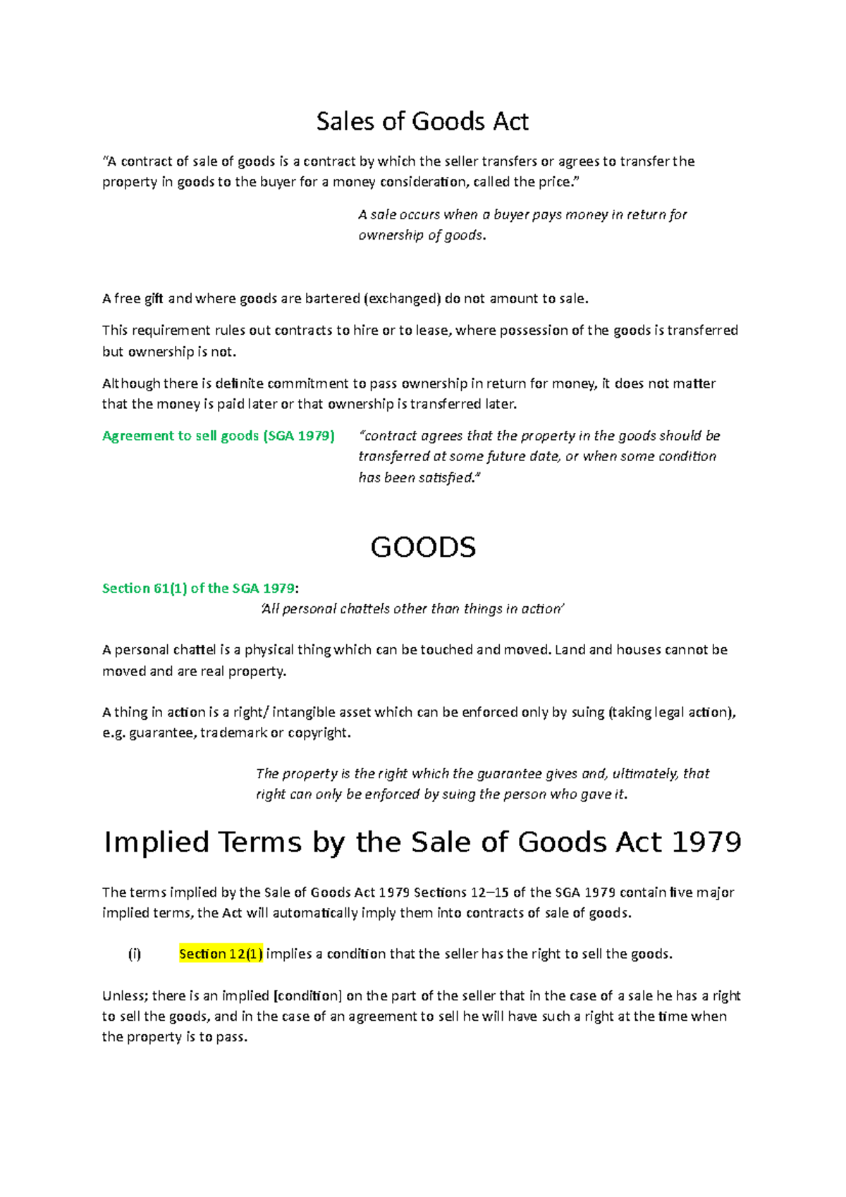 case study on sales of goods act