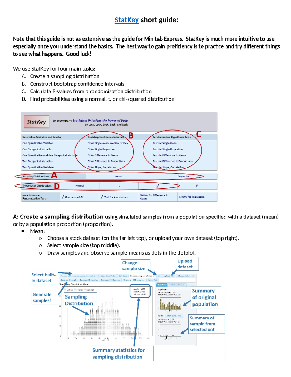 Stat Key short guide - StatKey short guide: Note that this guide is not ...