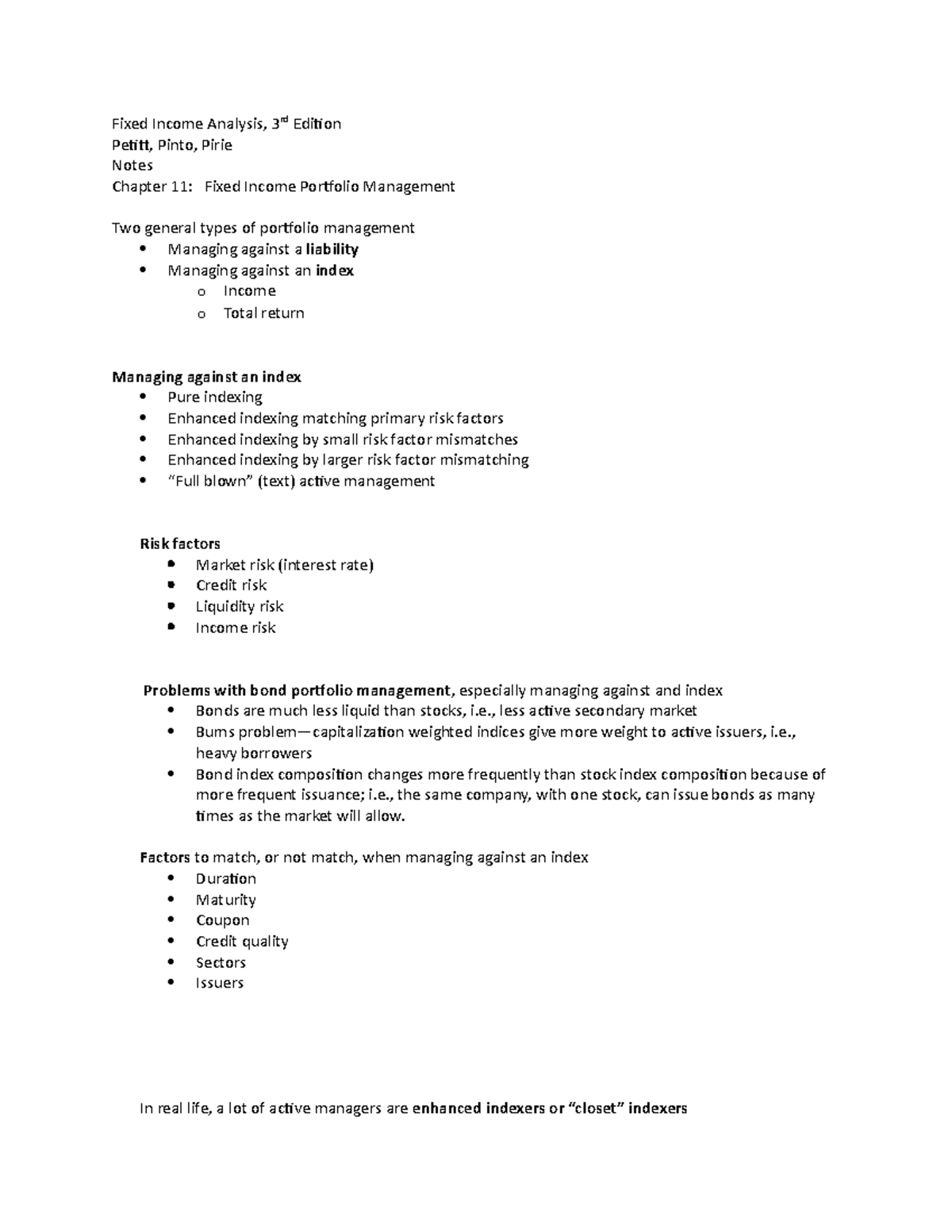 Chapter 11 Fixed Income Portfolio Mgmt - Fixed Income Analysis, 3rd ...