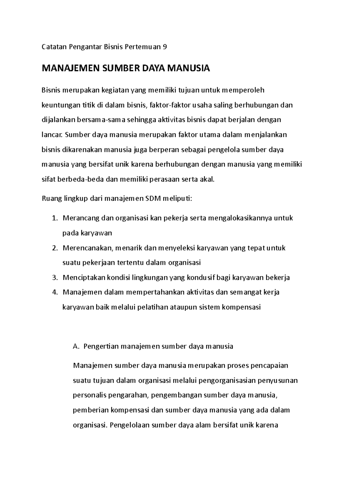 Notes-Manajemen SDM Pertemuan 9 Part.1 - Catatan Pengantar Bisnis ...