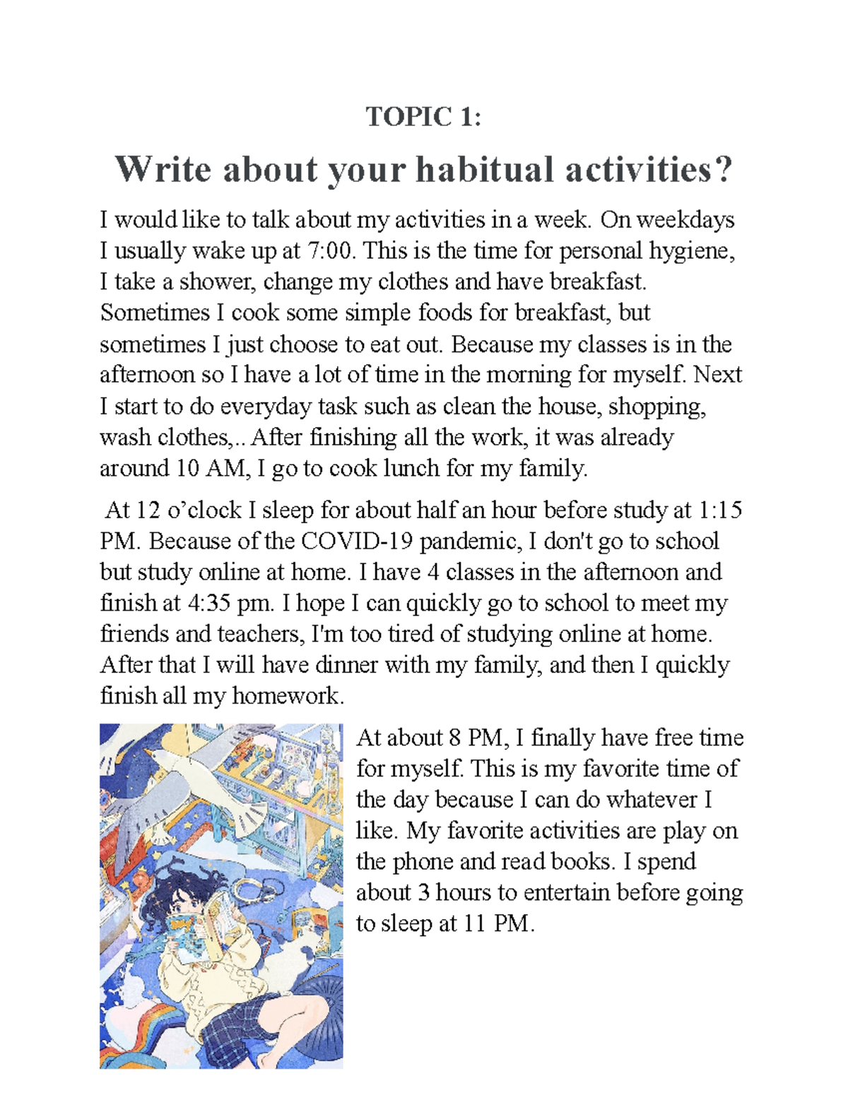 Topic 1 - Write about your habitual activities? - TOPIC 1: Write about ...