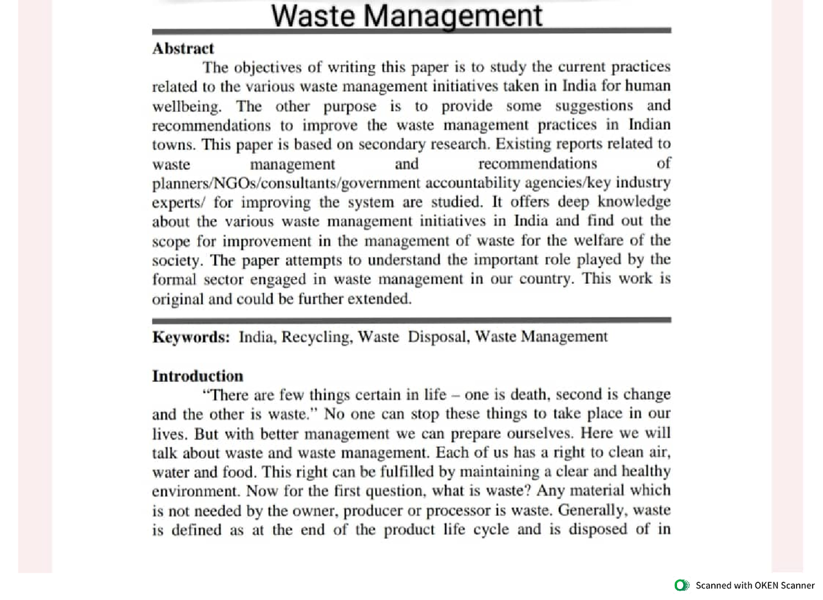 thesis about waste management in school