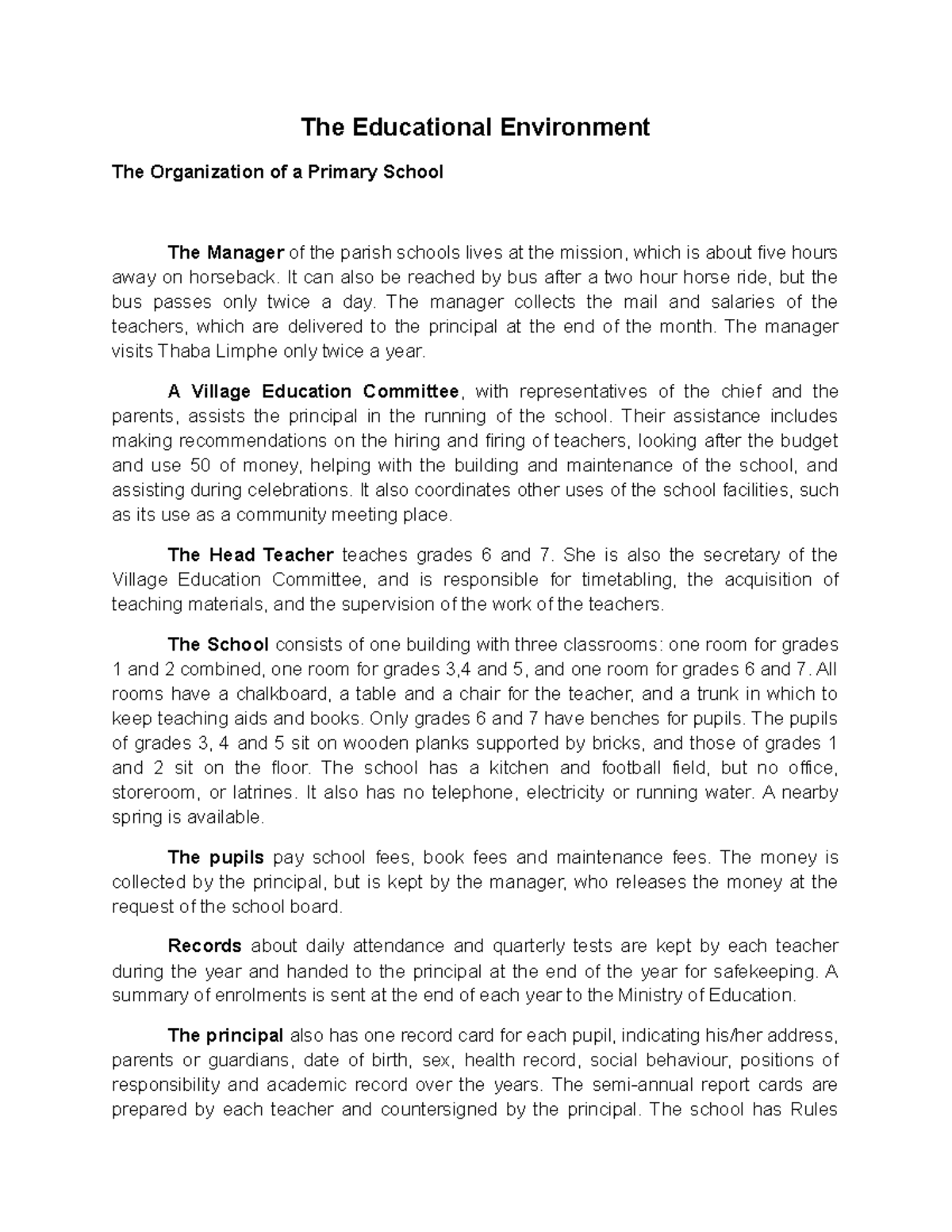 The Educational Environment Content And Pedagogy For The Mother StuDocu