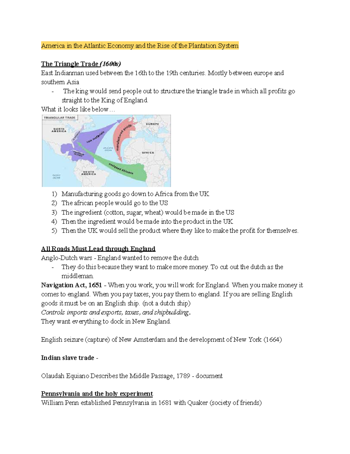 History 204-Chapter 3 - America in the Atlantic Economy and the Rise of ...