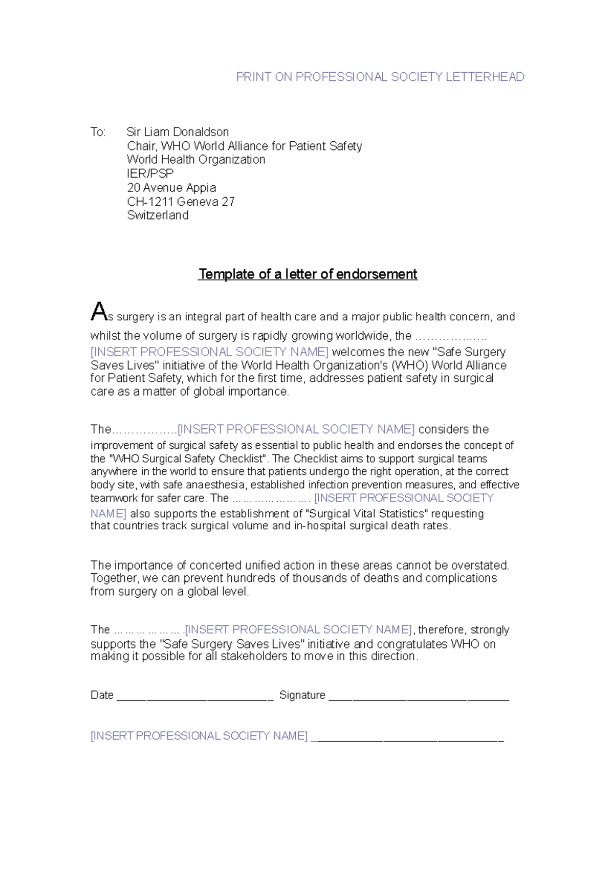 Endorsement-letter-03 - PRINT ON PROFESSIONAL SOCIETY LETTERHEAD To ...