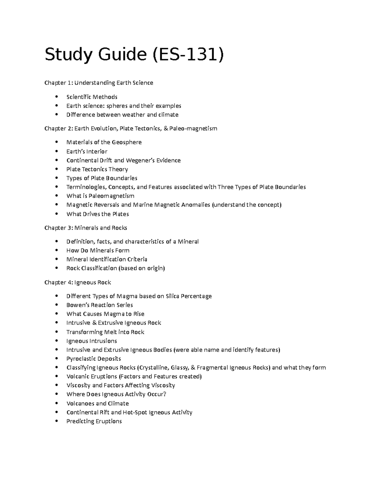 Study Guide Midterm - Study Guide (ES-131) Chapter 1: Understanding ...