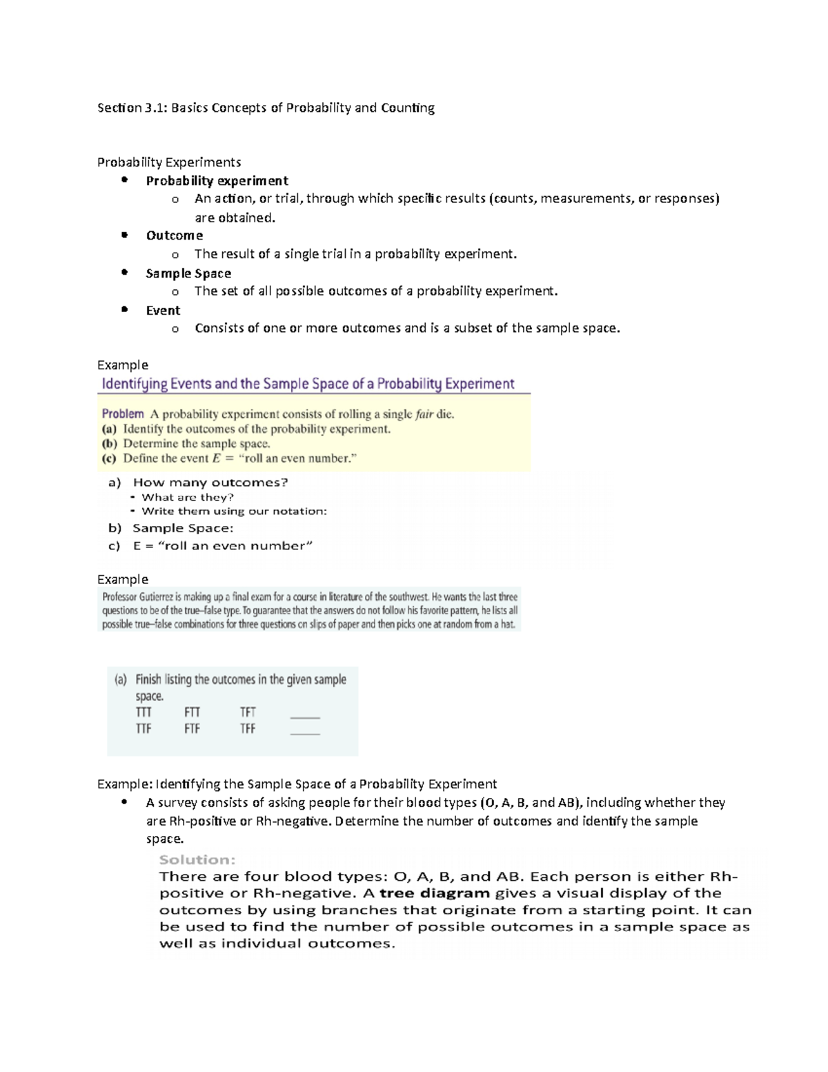 Section 3.1 notes - Section 3: Basics Concepts of Probability and ...