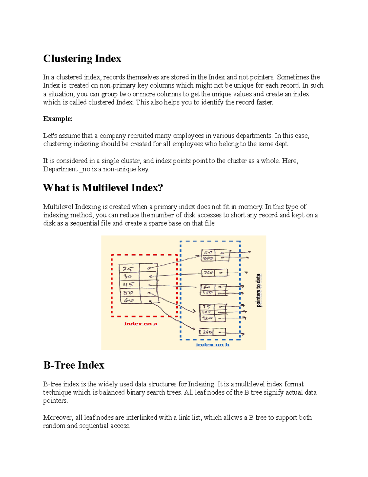 Clustering Index - Notes - Clustering Index In a clustered index ...