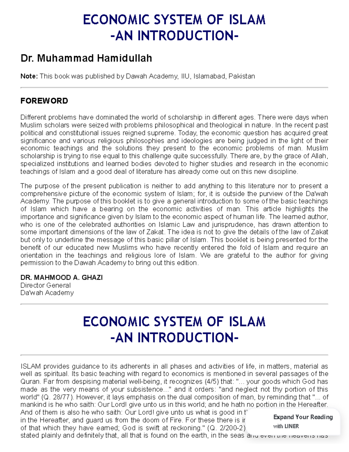 essay on islamic economic system