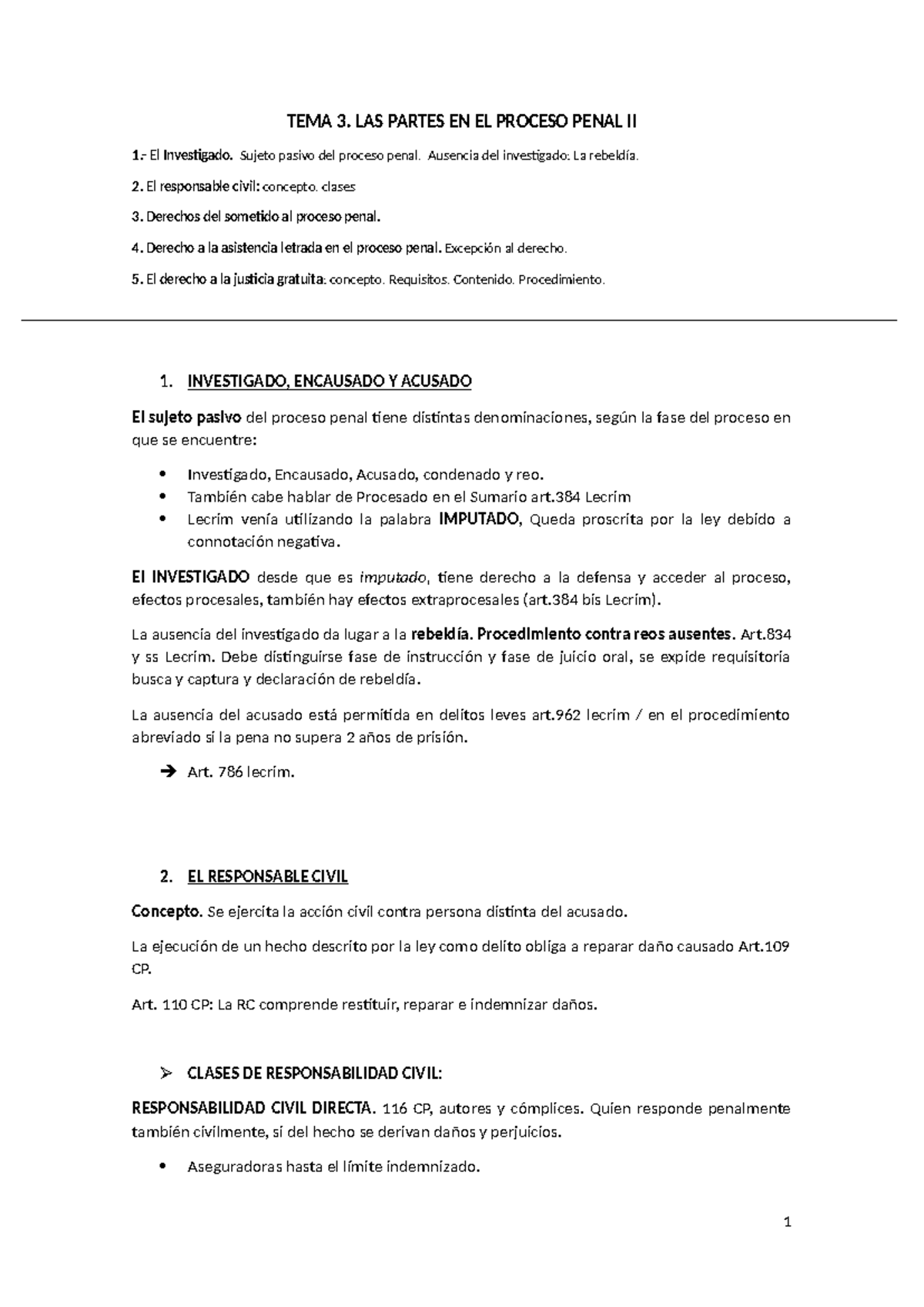 TEMA 3. LAS Partes EN EL Proceso Penal II - TEMA 3. LAS PARTES EN EL ...
