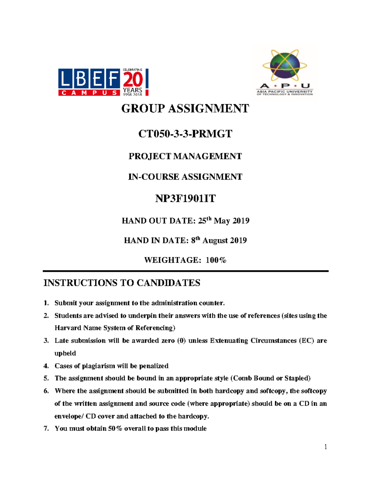 Pdfcoffee - ~~~~ - GROUP ASSIGNMENT CT050-3-3-PRMGT PROJECT MANAGEMENT ...