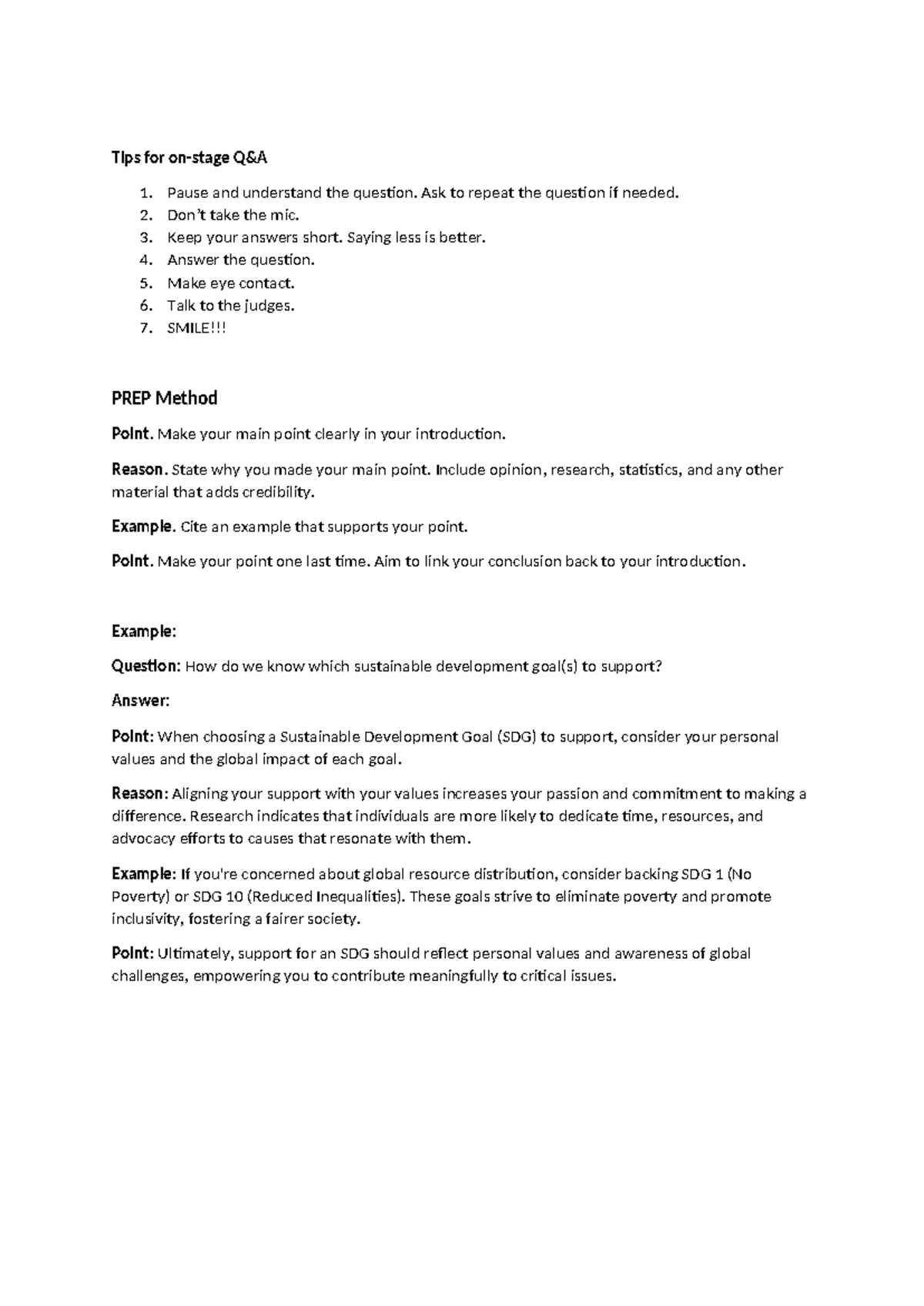 Q&A Tips - N/A - Tips for on-stage Q&A 1. Pause and understand the ...