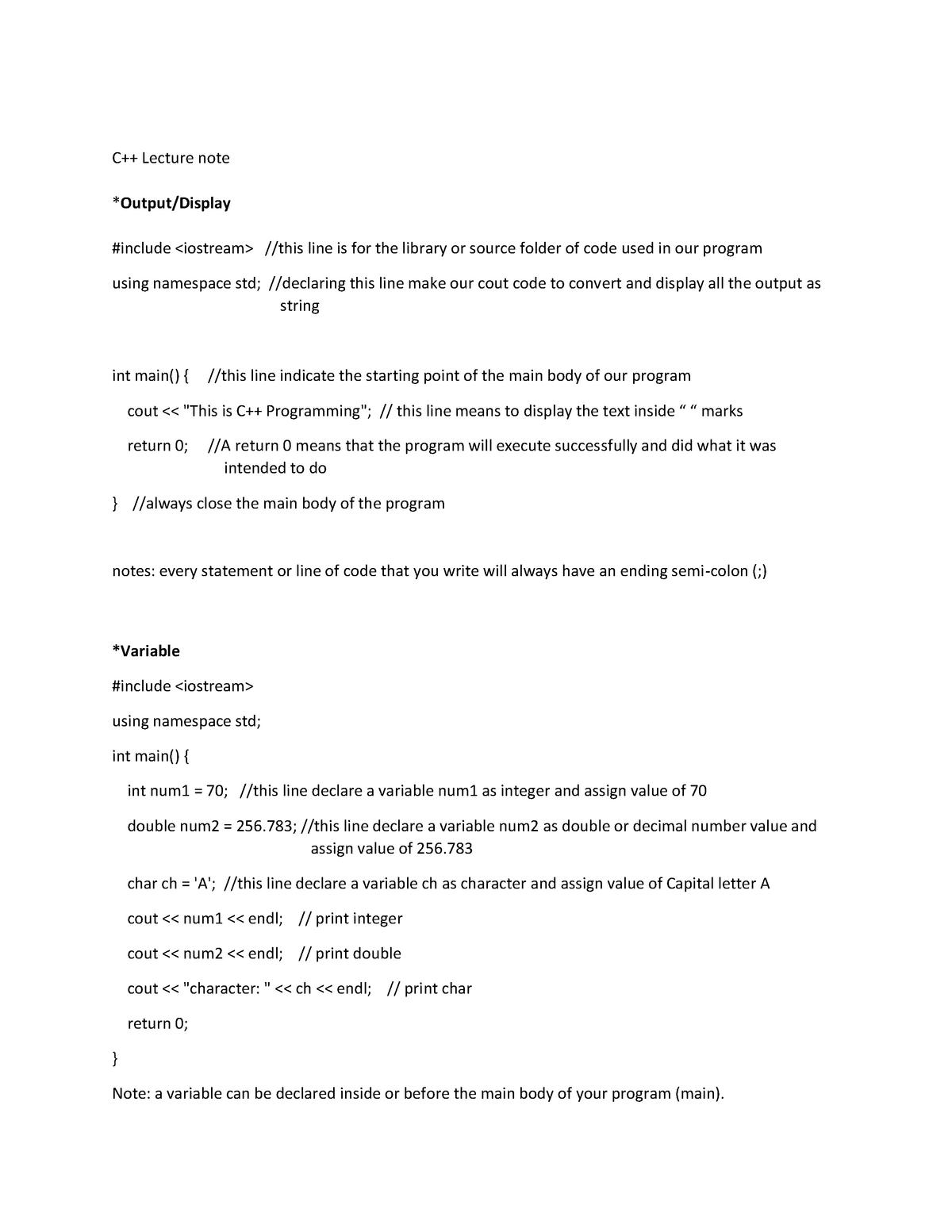 C-lecture-note - Lecture notes 1-8 - Introduction to Programming - Studocu