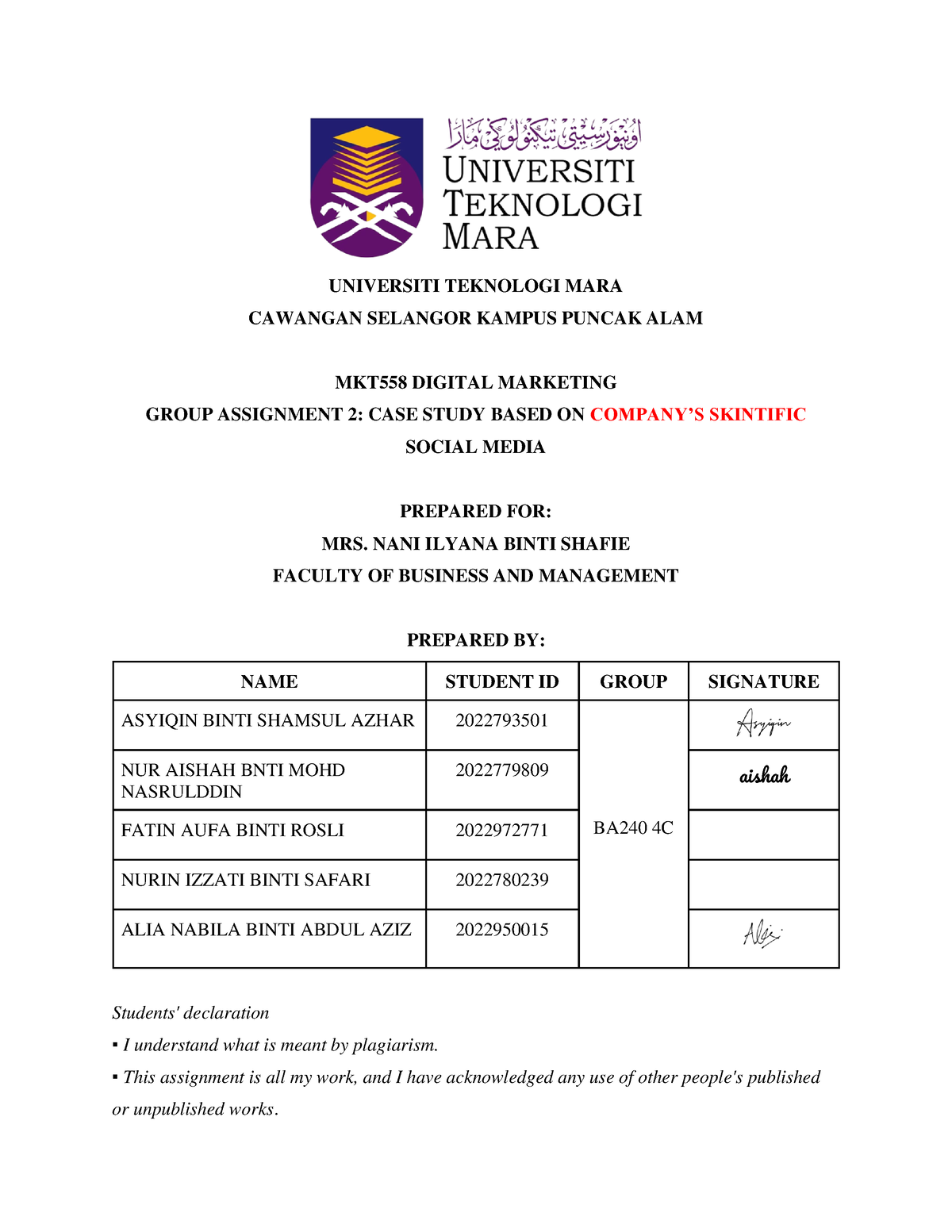 MKT558 Digital Marketing - UNIVERSITI TEKNOLOGI MARA CAWANGAN SELANGOR ...