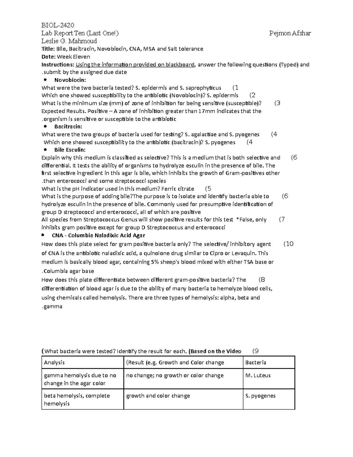 BIOL2420 Lab Report Ten - BIOL- Lab Report Ten (Last One!) Pejmon ...